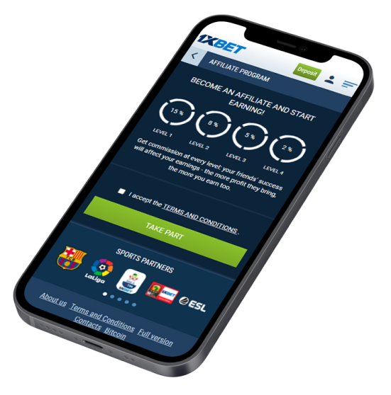 1xBet Agent App Interface on Phone