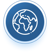 Globe icon representing 1xBet global presence in over 50 countries